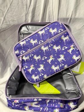 Kids Unicorn Lunch Box and Snack Bag Set - Purple